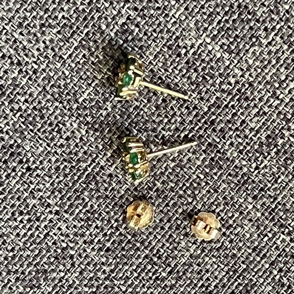 Emerald Flower Stud Earrings in 14k Gold + Emerald Gemstones Green  $950 - Picture 8 of 16